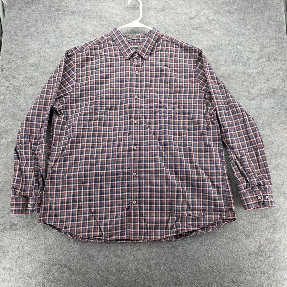 Eddie Bauer Shirt Mens 2XL Classic Fit Button Down Blue Plaid Flannel